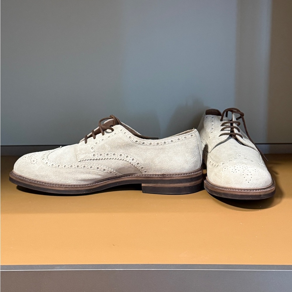 Brunello Cucinelli Light Beige Suede Oxfords - Picture 3 of 8